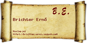 Brichter Ernő névjegykártya